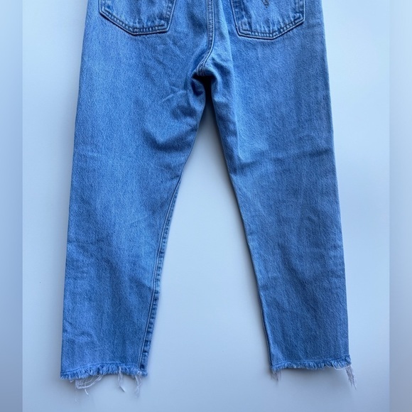 Levi’s Wedgie Straight Light Wash Raw Hem Button Fly High Rise Jeans Size 25 - Picture 11 of 14